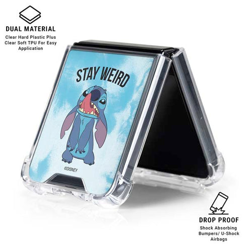 Disney Lilo and Stitch Stay Weird Galaxy Z Flip6 Clear Case